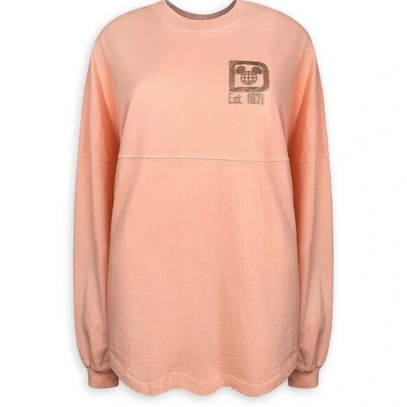 Walt Disney World Spirit Jersey Glitter Long Sleeve Coral Pink Rose Gold Small - Picture 3 of 7